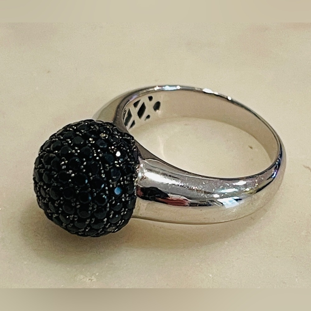 Milor Black Spinel Sterling Large Ring